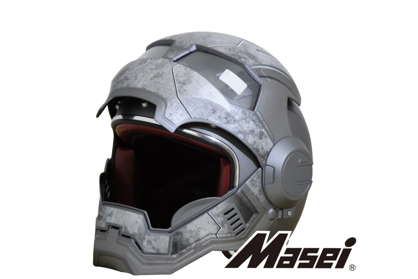 【別倉庫からの配送】 ジェットヘルメット ロボヘル610 Automic Man グレー Masei バイザー